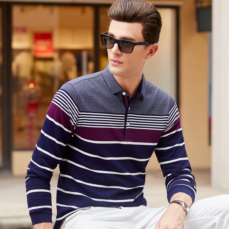 2018Printemps Hommes повседневные рубашки поло 100% Coton Solide Couleur de luxe Marques Vetements A Manches Longues Pour