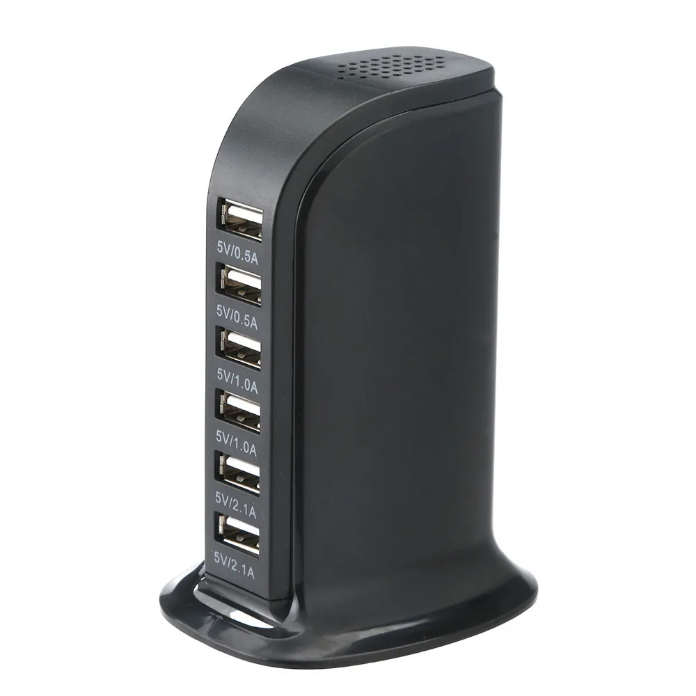 6 USB мульти-порт Великобритания вилка быстрое зарядное устройство Настольный концентратор зарядная станция мульти-человек Путешествия Эфирное для iPhone/iPad/samsung#10 - Цвет: Черный