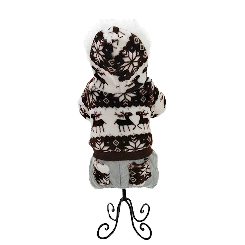 Coffee deer Одежда для питомцев, зимнее теплое короткое пальто для щенков, модное пальто с капюшоном и рисунком оленя, S-XL, мягкая удобная куртка для собак, одежда для собак - Цвет: Coffee deer