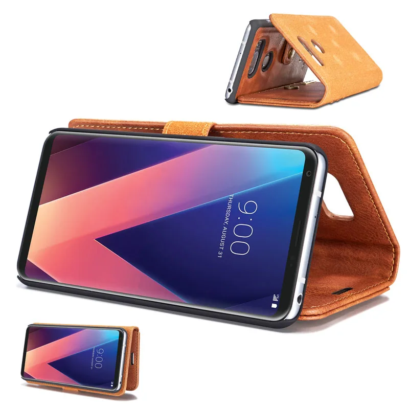 Чехол книжка DG Ming из натуральной кожи роскошный многослойный бумажник для LG V30
