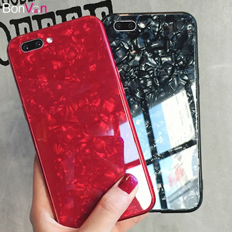 BONVAN закаленное Стекло чехол на iPhone X 7 plus case мечта Shell Glitte твердый переплет мягкий силиконовый бампер для iPhone 7 6s 8 6 плюс случай защиты чехлы для телефон