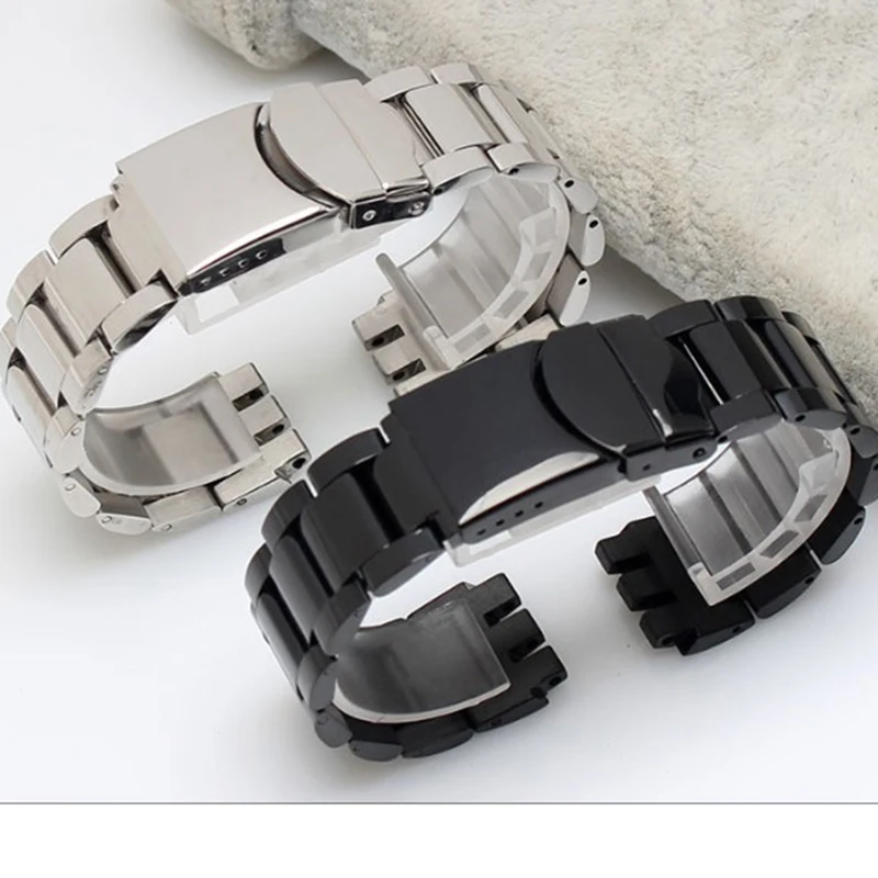 Shengmeirui 17 мм ремешок из нержавеющей стали для swatch YCS YAS YGS ирония мужской и женский Браслет Двойная Пряжка Серебряный черный