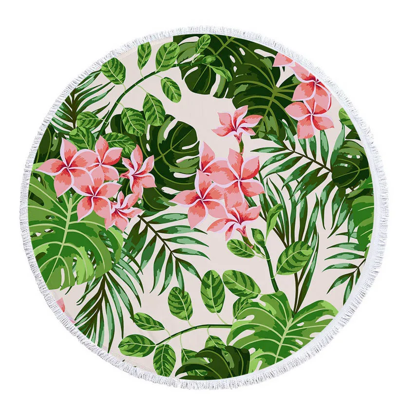 Летние круглые пляжные полотенца с листьями цветами фруктами банные для душа