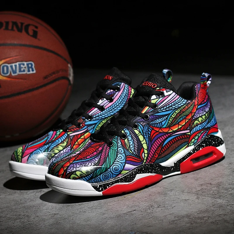 Мужские баскетбольные кроссовки на подушке цветные Ретро стиль большие размеры