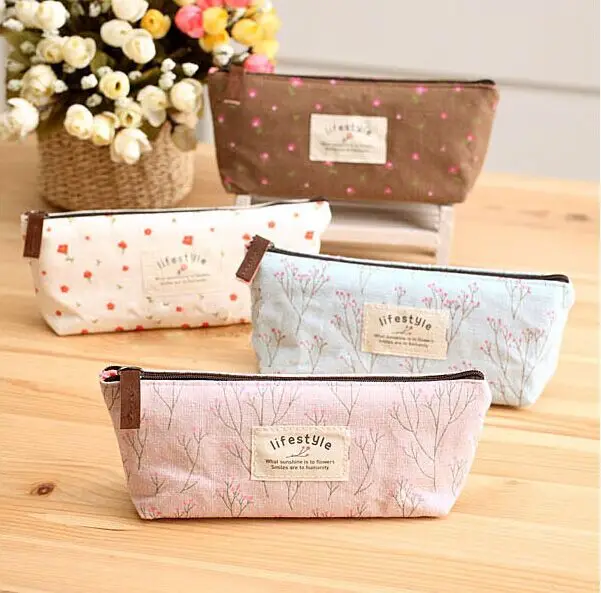 Пенал тканевый с цветочным рисунком для девочек и женщин|canvas pencil case|pencil casepencil bag