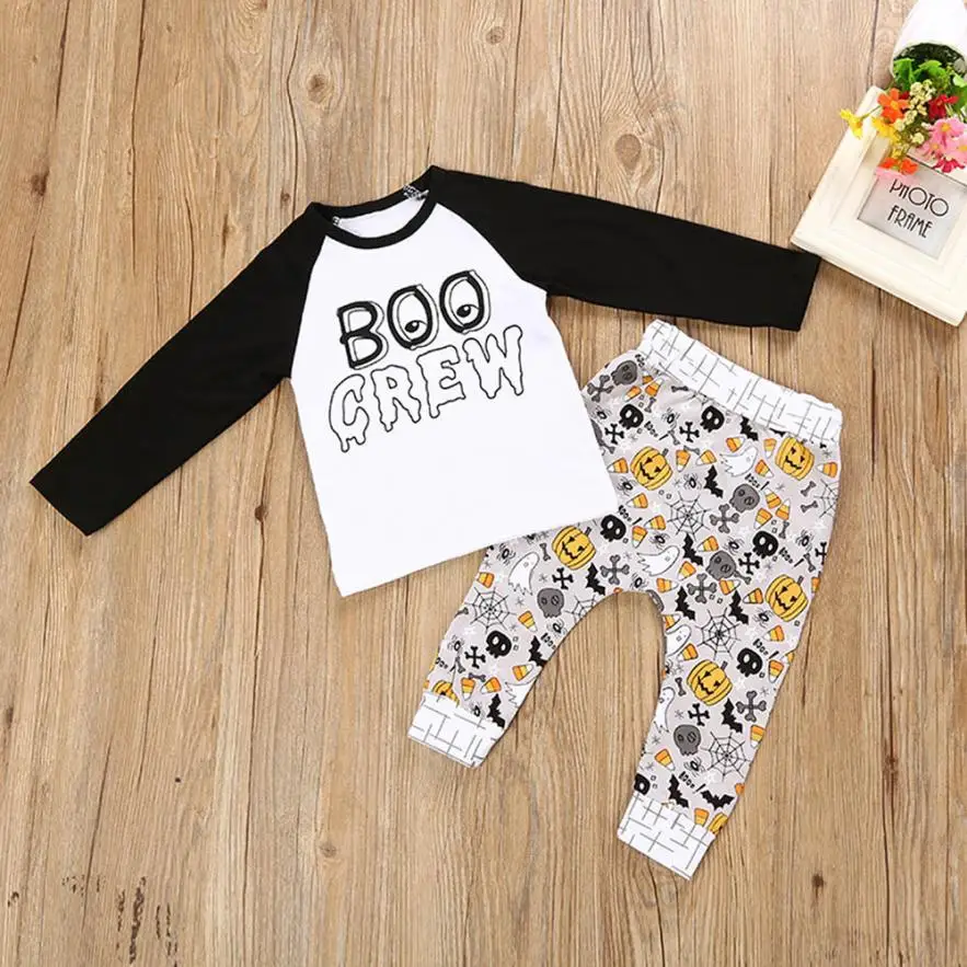 Футболка с буквенным принтом Тыква для новорожденных мальчиков комплект одежды