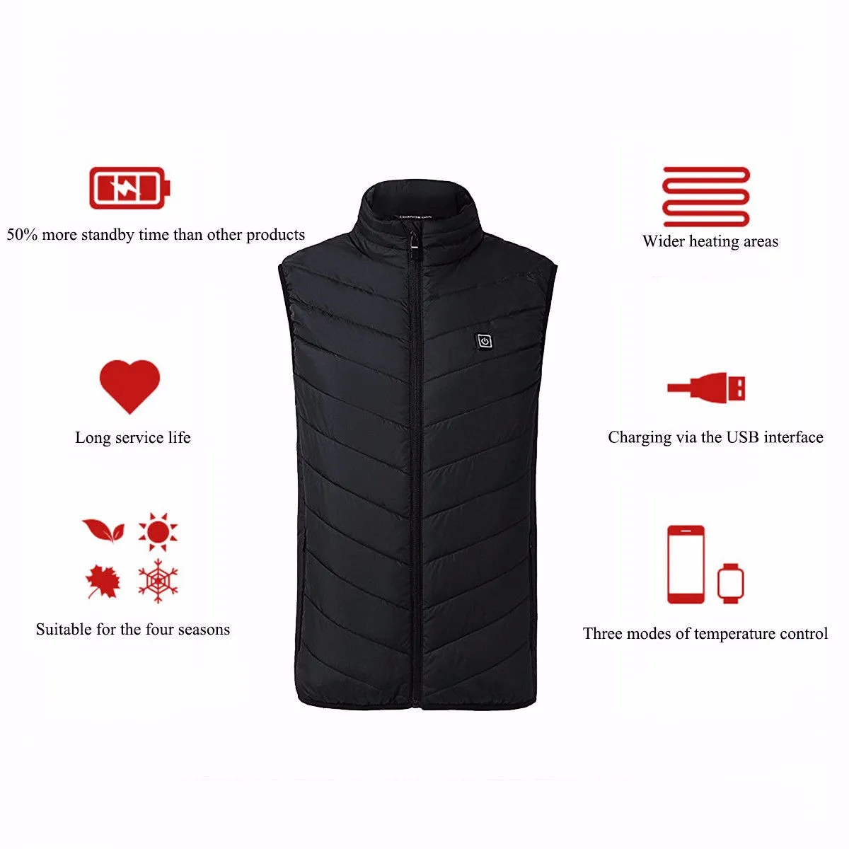 Мужской жилет без рукавов с электрическим нагревом батареи USB зимняя куртка