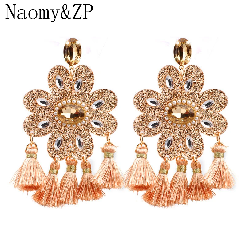 Богемные серьги Naomy & ZP для женщин большие висячие с кисточками в стиле бохо