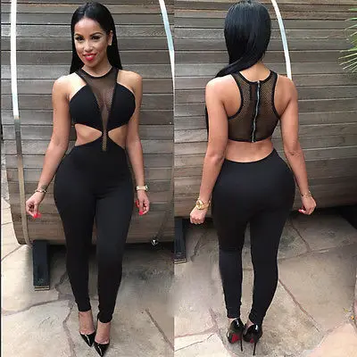 2016 новых мужчин дамы Clubwear Playsuit рукавов Bodycon ну вечеринку комбинезон ползунки