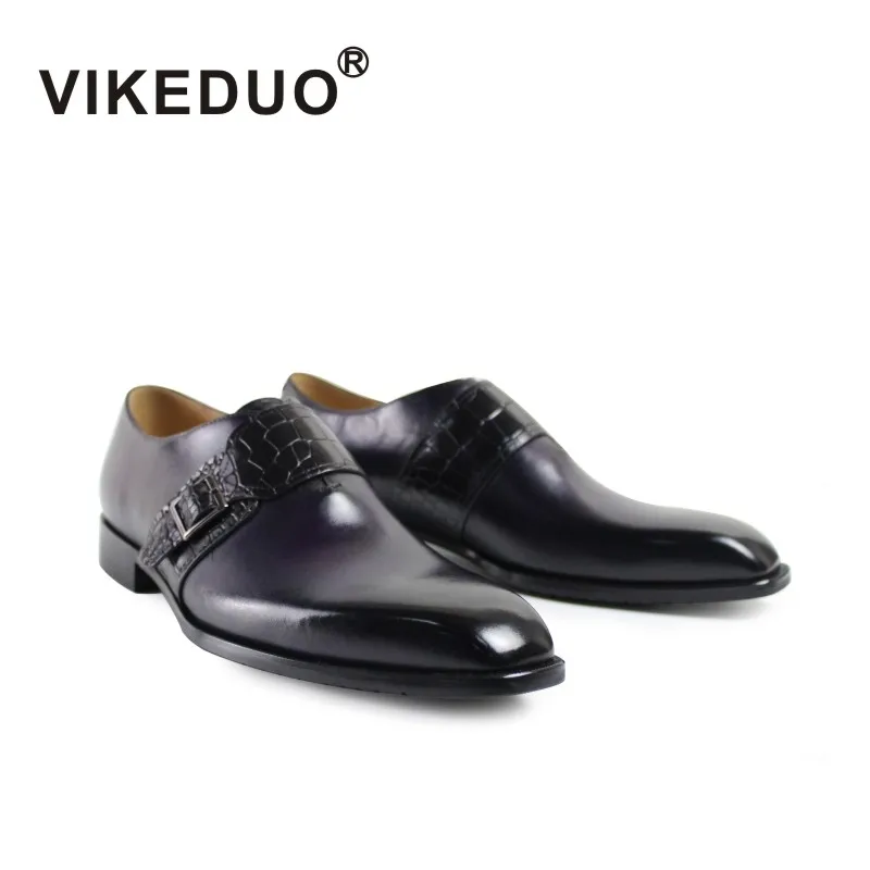 Vikeduo/Коллекция года; модные роскошные мужские туфли ручной работы в винтажном стиле для офиса, свадьбы, вечеринки, танцев; Мужские модельные туфли из натуральной кожи - Цвет: purple