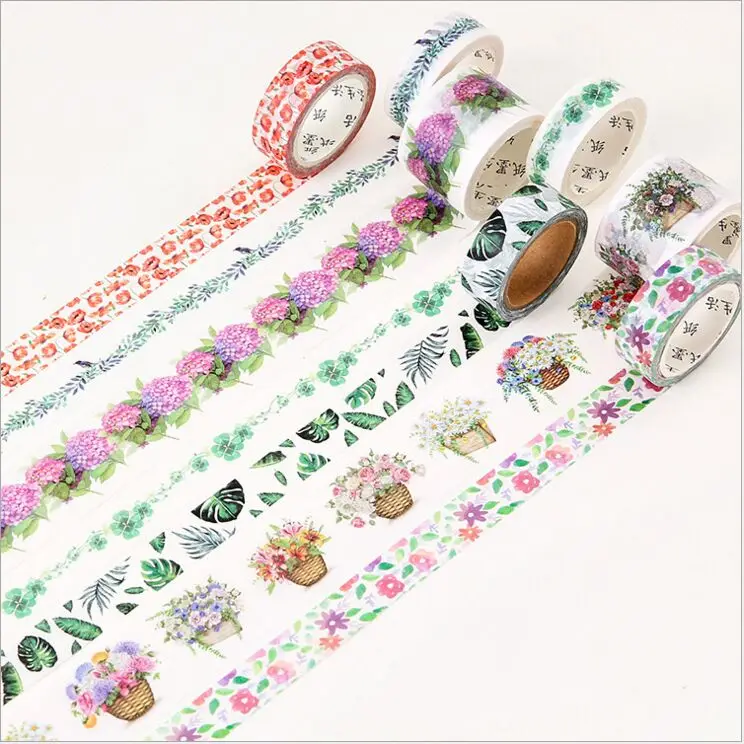 

15mm/30mm Season Flowers Leaves Green Cactus Plants Washi Tape DIY Planner Decoration Scrapbooking Sticker Label Masking Tape