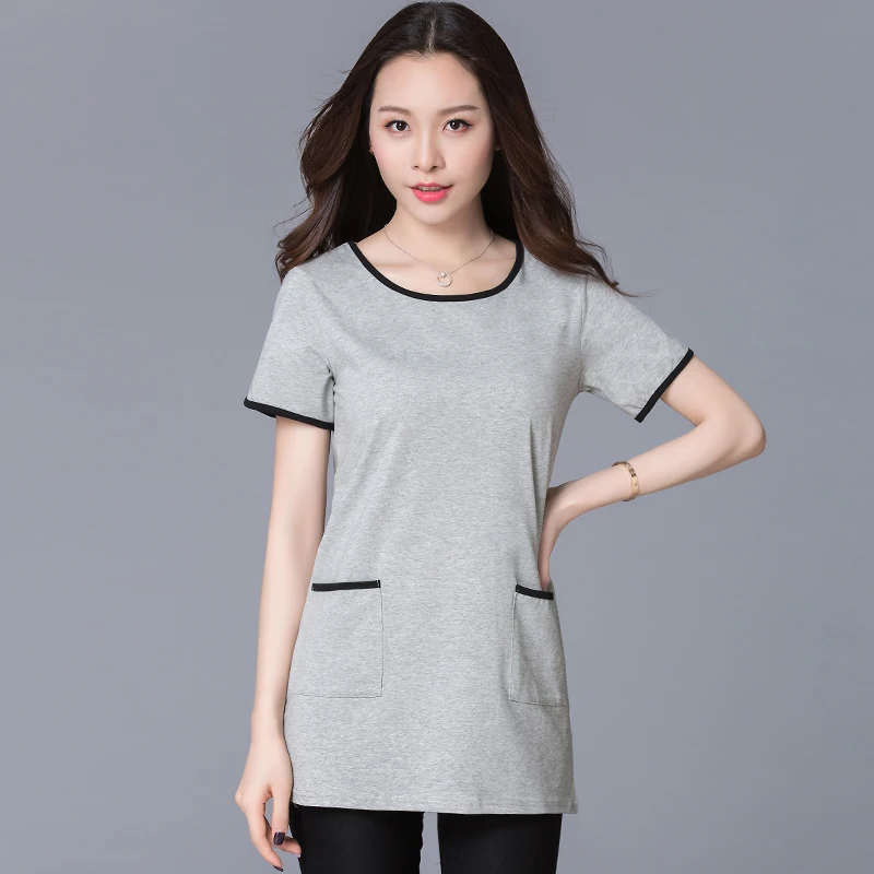 2017 Мода Повседневная Светло-Серый Женские Футболки Свободный Тип С Коротким