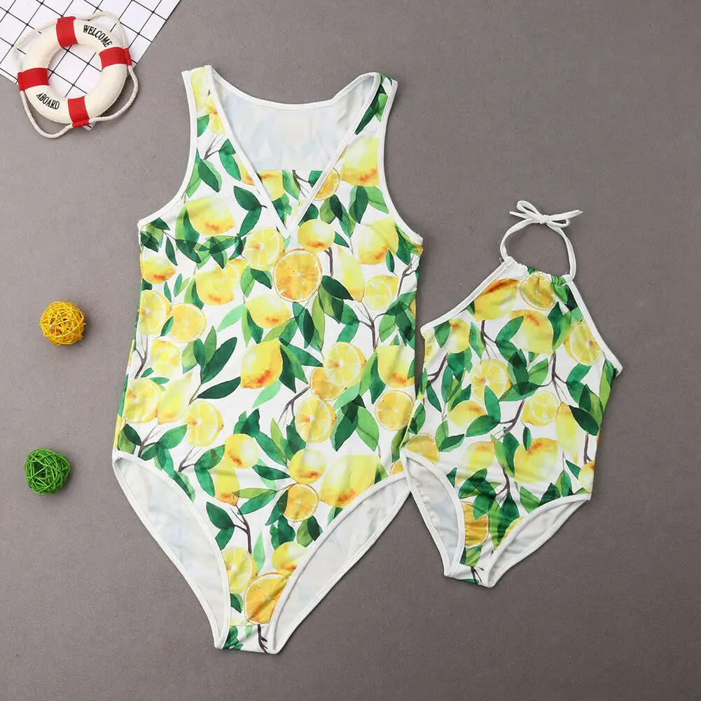 2019 модный желтый семейный купальник с лимонным принтом комплект купальников