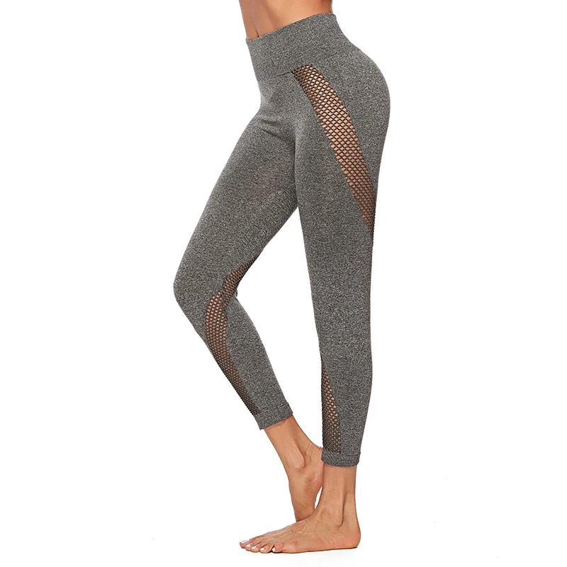 Новые женские бесшовные сетчатые спортивные Леггинсы для бега, обтягивающие штаны-капри для фитнеса, сексуальные леггинсы для спорта