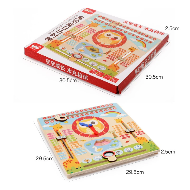 Детские Обучающие часы с календарем настольные игры игрушки детские деревянные