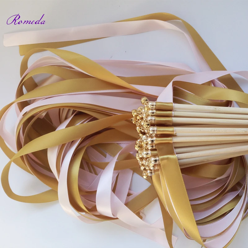Горячая распродажа 50 шт./лот золотые и розовые свадебные ленты палочки с золотым