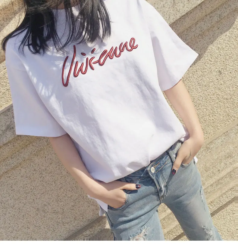 HGFS Хлопковая женская футболка с принтом в виде сердца Повседневная разноцветная