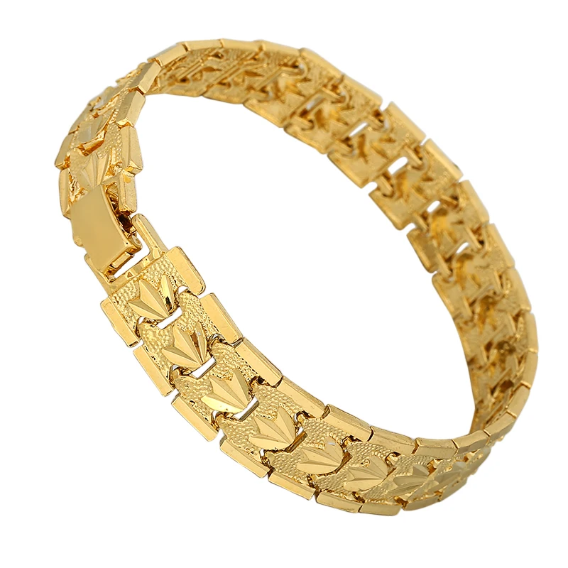 Мужской браслет в стиле панк-рок с золотым наполнителем Большая Ширина 12 мм