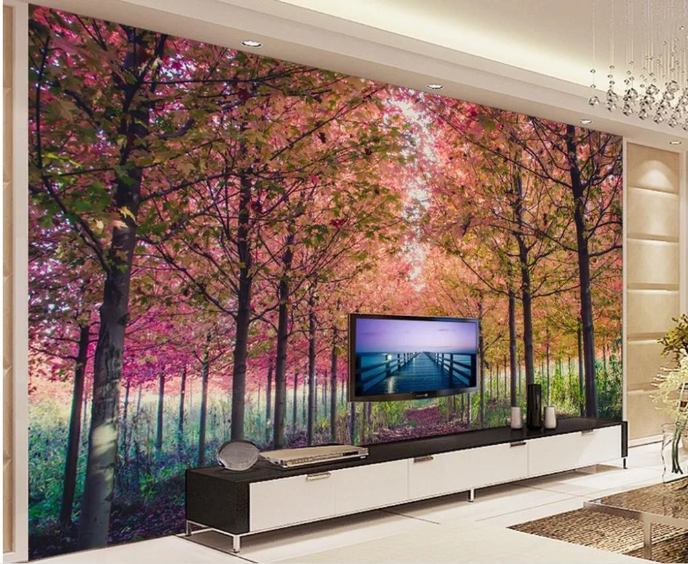 Пользовательские 3d фото обои лес осенний пейзаж природный Гостиная ТВ фон