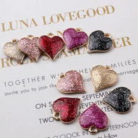 10pcslot shining glitter drop oil heart love pendant alloy enamel charm diy jewelry accessory earring bracelet handmade yz251