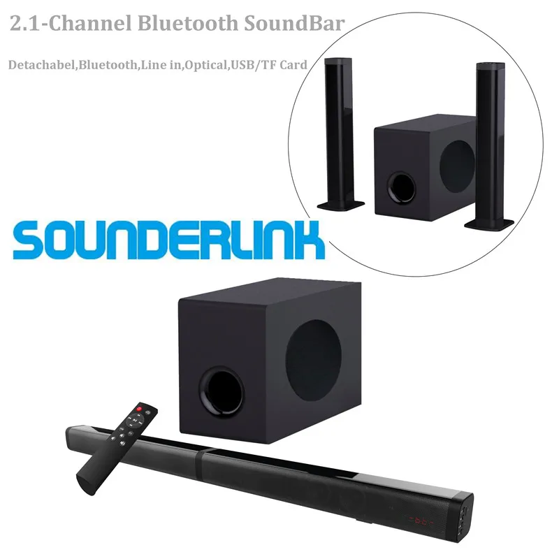 Sounderlink 2.1CH Саундбар Bluetooth с сабвуфером оптический USB TF vitual 3D объемный звук Система домашнего кинотеатра для ТВ