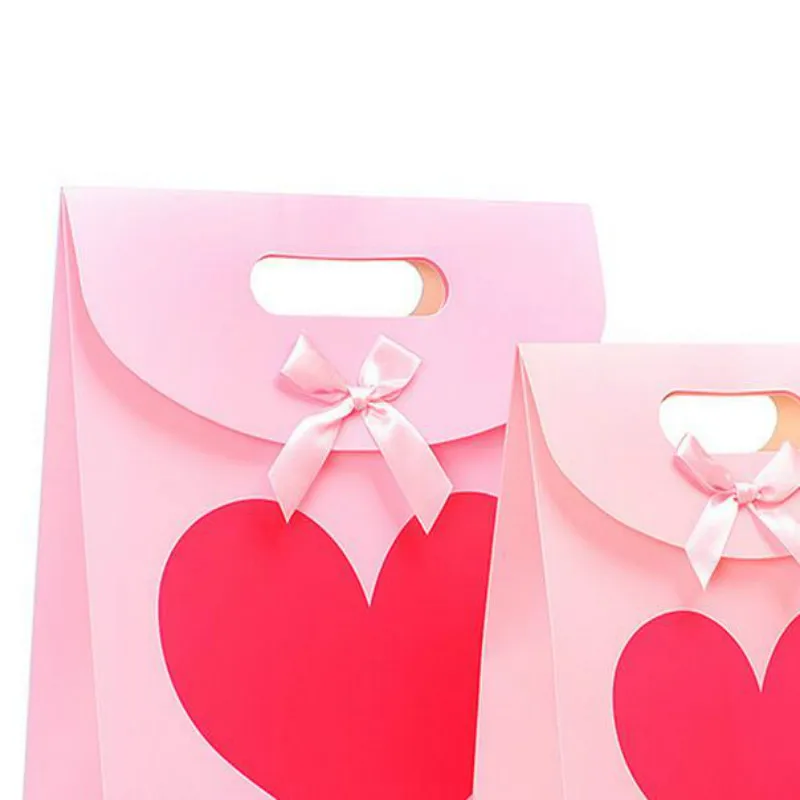 20 шт./лот Подарочная сумка из бумаги с розовым красным сердцем подарочные сумки