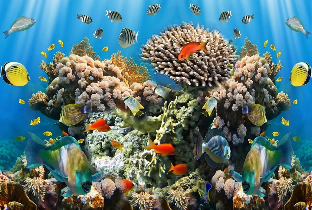 SeaWorld фон стереоскопический океан 3d обои papel parede пейзаж|wallpaper landscape|3d wallpaper landscapemural |