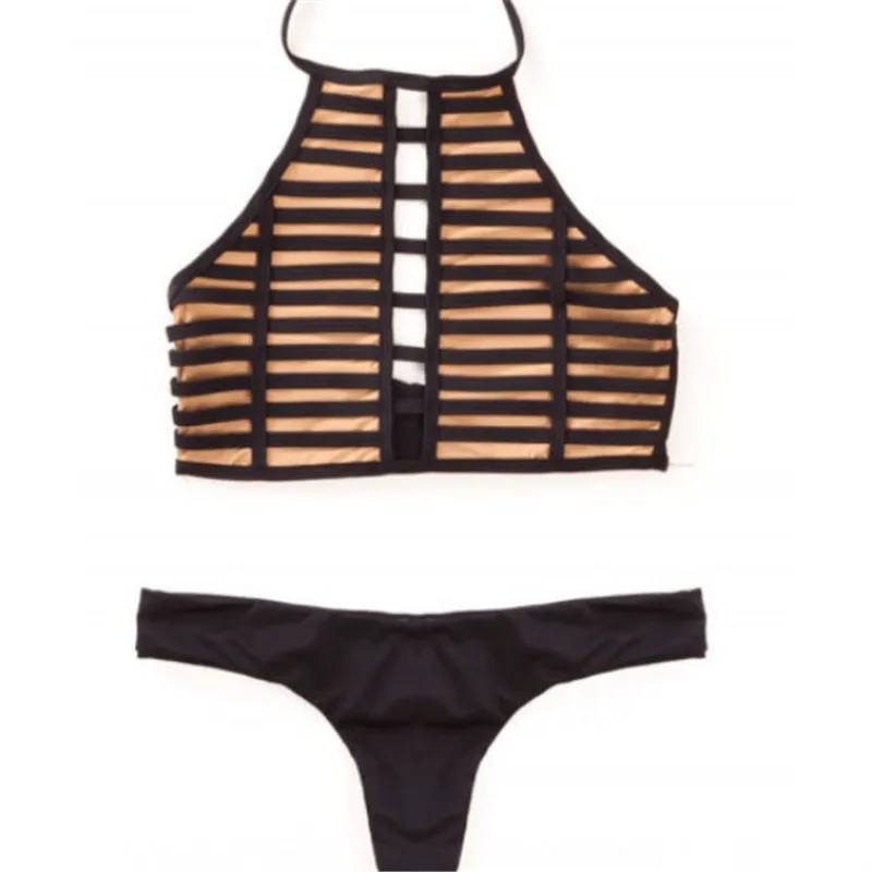 Ажурный клетчатый комплект бикини сексуальный женский бюстгальтер пуш ап с