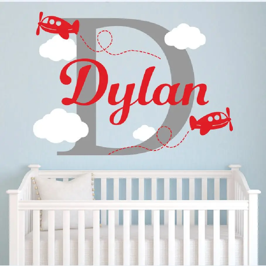 Персонализированная Наклейка на стену с именем самолета самолетики детской