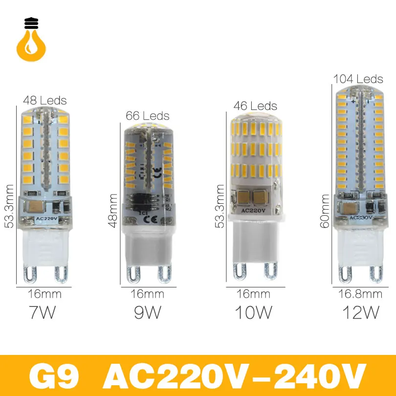 1 шт./лот G9 Светодиодные лампы AC220V 240 В SMD 2835 3014 4014 7 Вт 8 9 12 светодиодные заменить