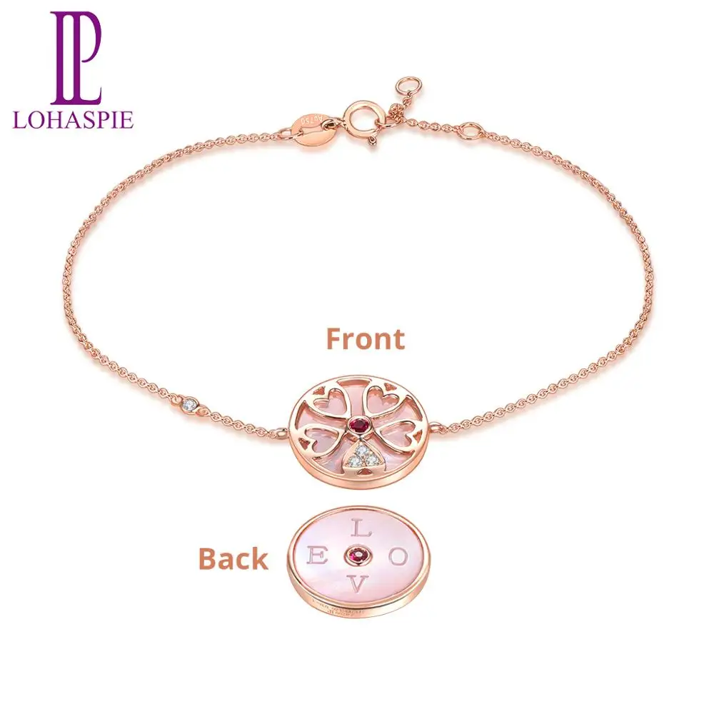 LP твердая цепочка из розового золота 18 К браслет с подвеской натуральный