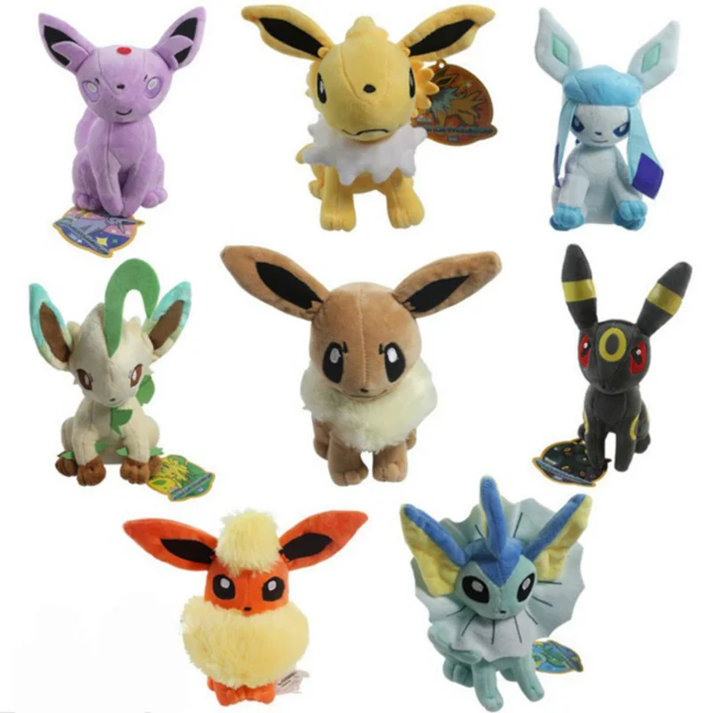 Плюшевые Umbreon Espeon Glaceon Vaporeon Eevee плюшевые игрушки Фигурки игрушки 20 см мягкие набивные из аниме Мультяшные куклы