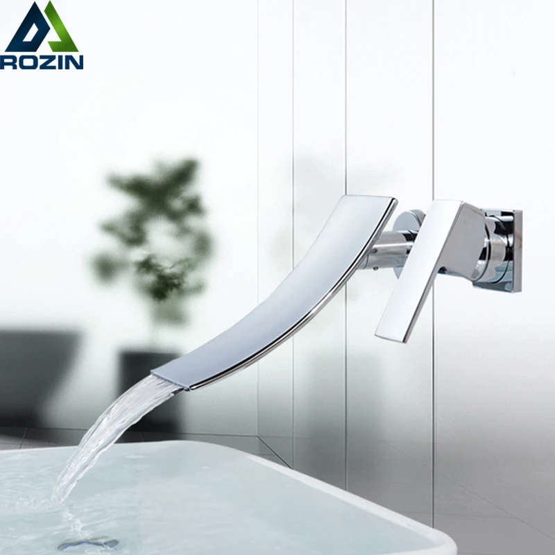 Rozin хромированный смеситель для ванной комнаты матовый черный настенный