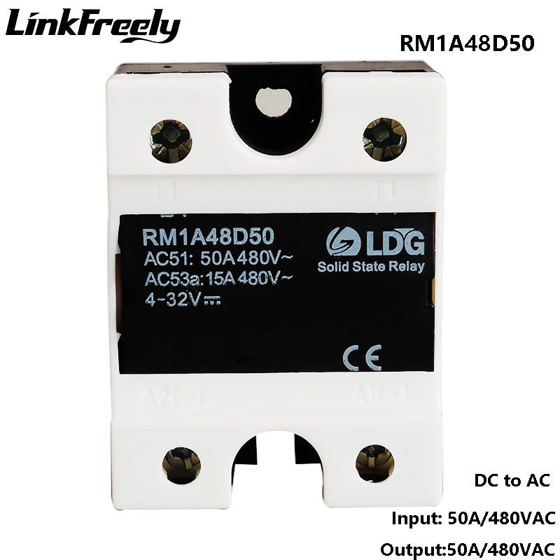 

RM1A48D50 2SCR PLC Solid State Relay DC AC 50A,Output:42-530VAC Input:5V 12V 24V DC SSR Relay, Mini Current Relay Switch Board