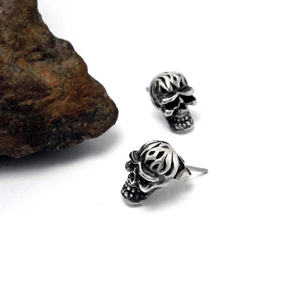 Винтажные серьги в виде скелета из титановой стали потрясающие стиле панк готика