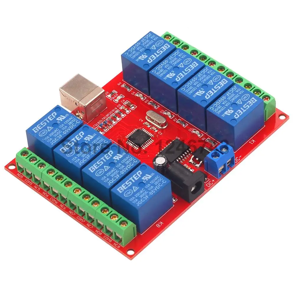 Релейный модуль компьютера 5 В 12 24 8 каналов USB переключатель управления