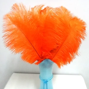 orange Перо страуса, AAA Качество, 100 шт./лот, белые перья страуса, 12-14 дюймов, 30-35 см, свадебные перья - Цвет: orange