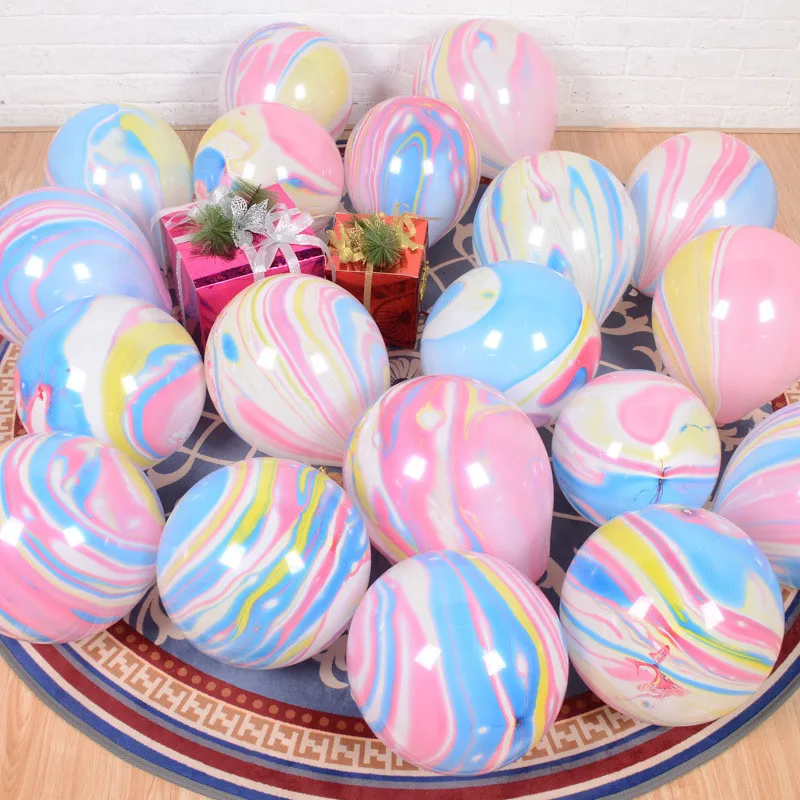 10 шт. разноцветные мраморный агат Радуга круглые латексные шарики Babyshower Свадьба