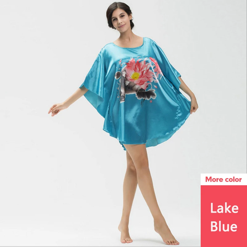 Сексуальная Шелковая пижама Женский взрослый Onesie одежда для ванной невесты халат серый домашняя одежда для женщин - Цвет: Lake Blue