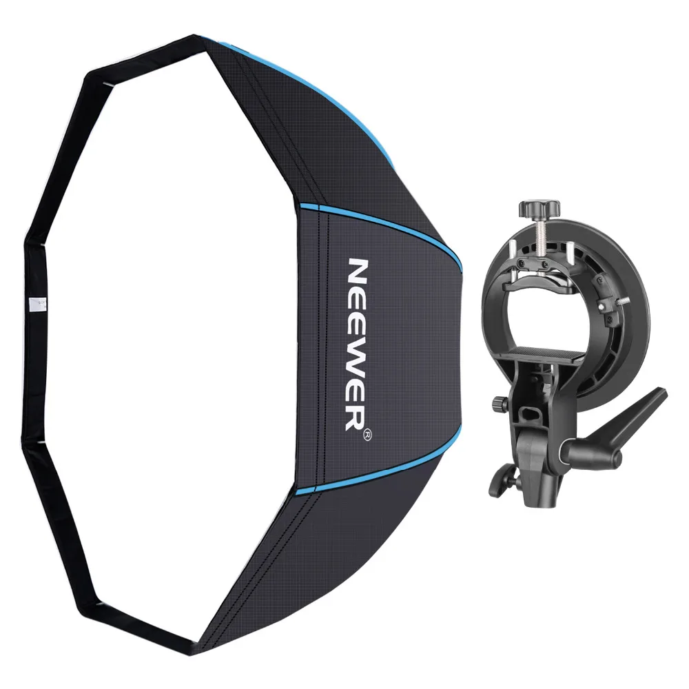 

Neewer 48 inches/120 centimeters Octagonal Softbox with Blue Edges, S-Type Bracket Holder (with Bowens Mount) and Carrying Bag