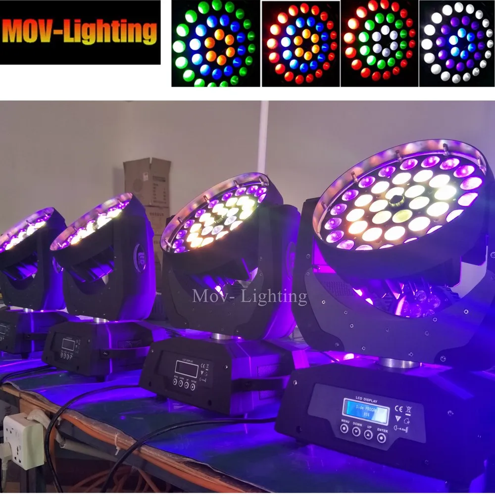 4 шт. светильник с подвижной головкой Bee Eye 36x12W RGBW 4in1 36x18w 6in1 Led Zoom DJ DMX Disco Beam Wash|Эффект