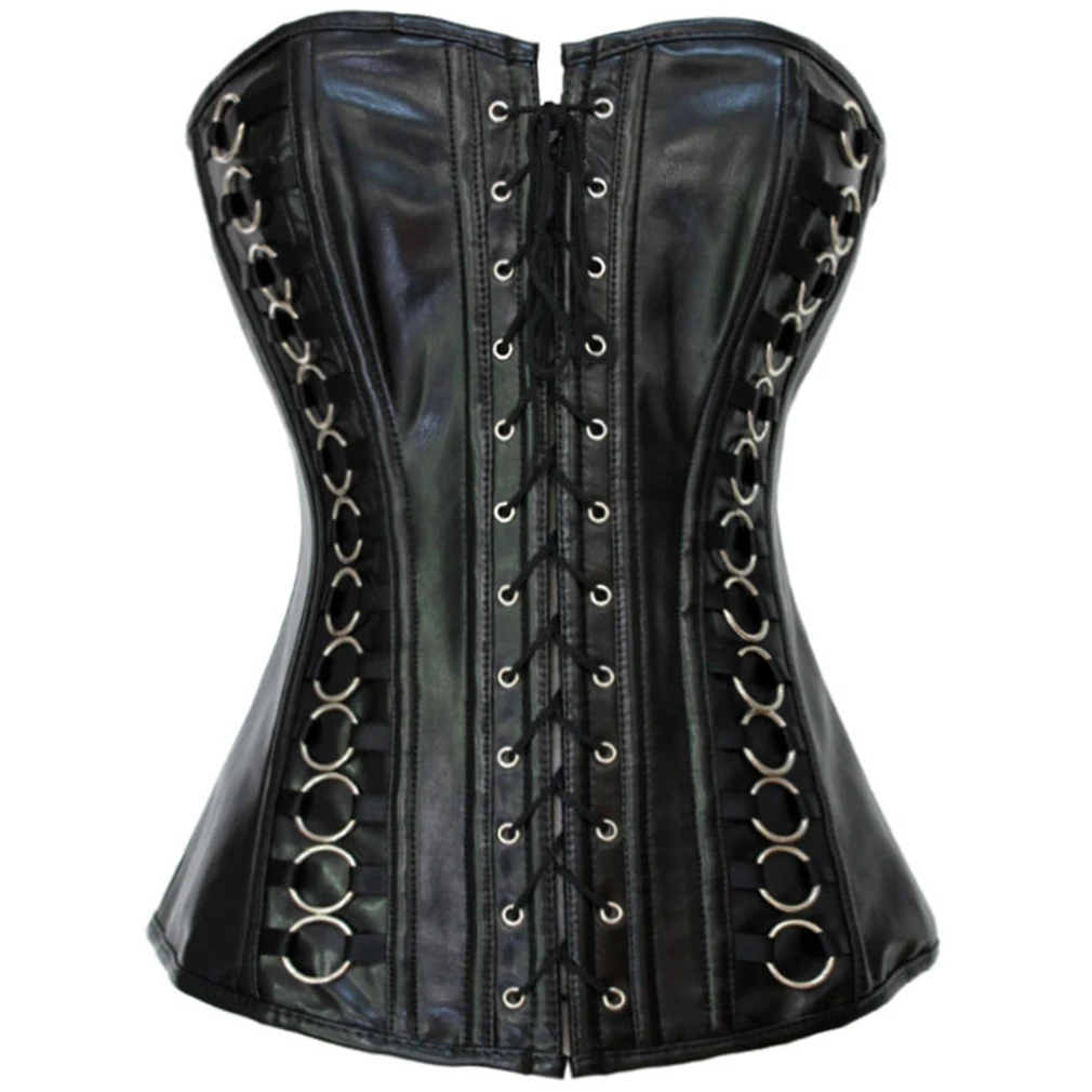 Women's Gothic Steampunk Corset Strapless Vegan Leather Sexy Harness Bustier Clothing Corselet Espartilhos | Женская одежда
