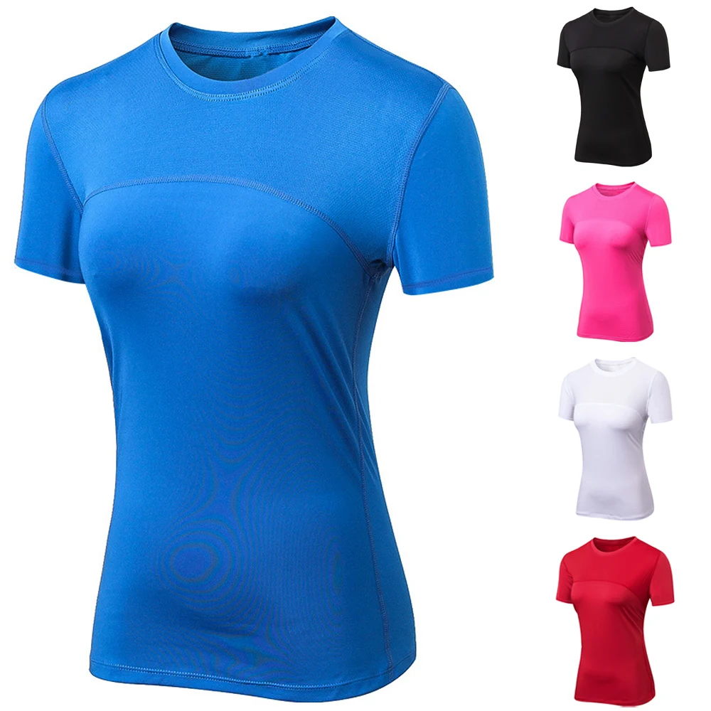 

Women High Elastic Slim Mesh Stitching Short Sleeve T-Shirt Training Tops SPSYL0022