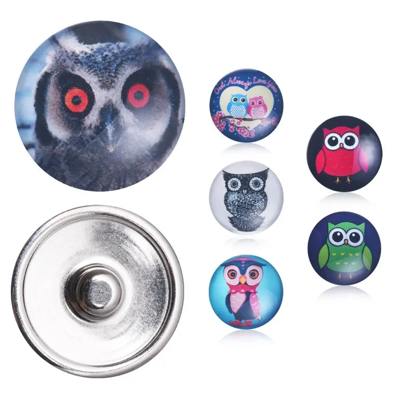 Милые Совы Птицы кнопки случайные цвета 10 шт./лот новые круглые стеклянные 18 мм