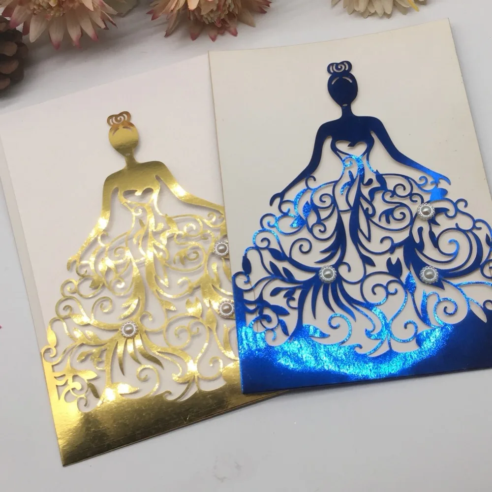 35pcs/lot Beautiful Girl Birthday Party Wedding Invitation Cards with Pearl Adult Ceremony Celebration Invitaiton Blessing Card | Дом и сад