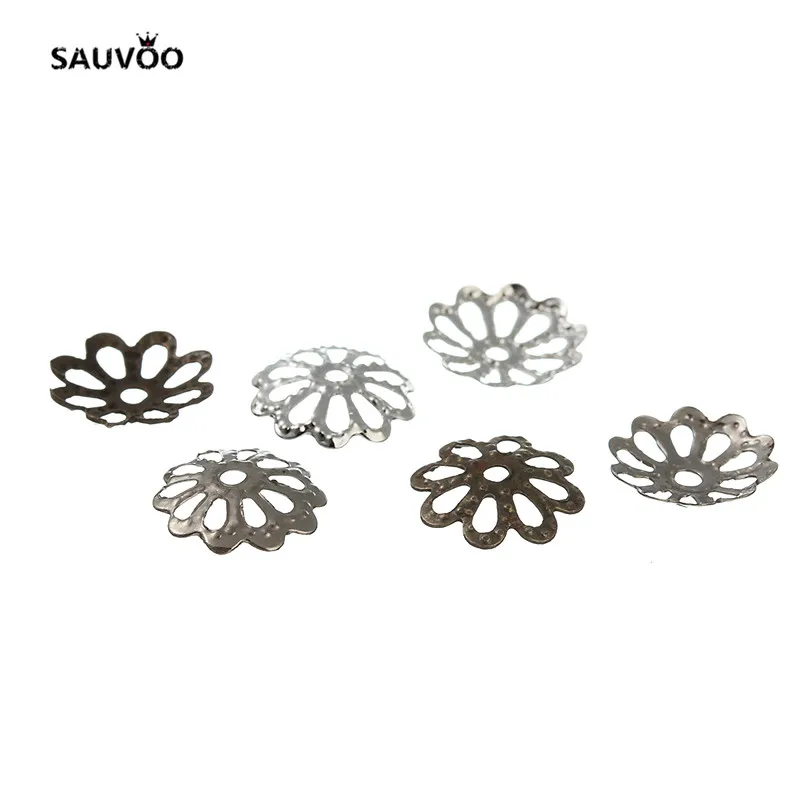 Золотые серебряные бронзовые Родиевые цветные полые шапочки SAUVOO для бусин