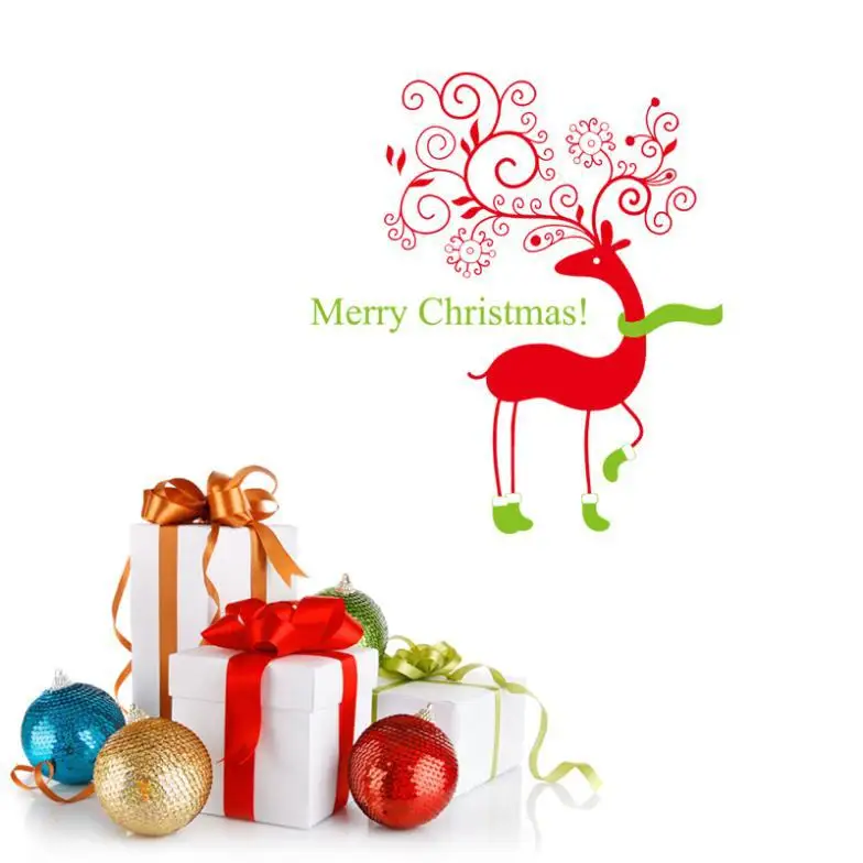 Новые горячие палевый Merry Рождество наклейки на стену домашний декор европейский