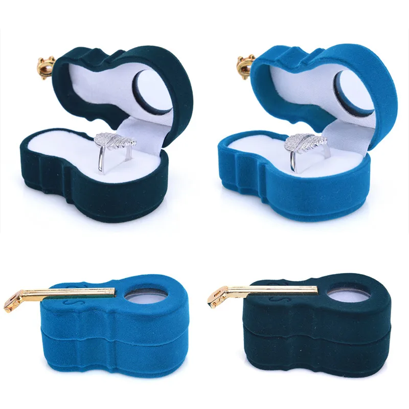 Коробка для хранения свадебных ювелирных изделий бархатная форма скрипки кольцо