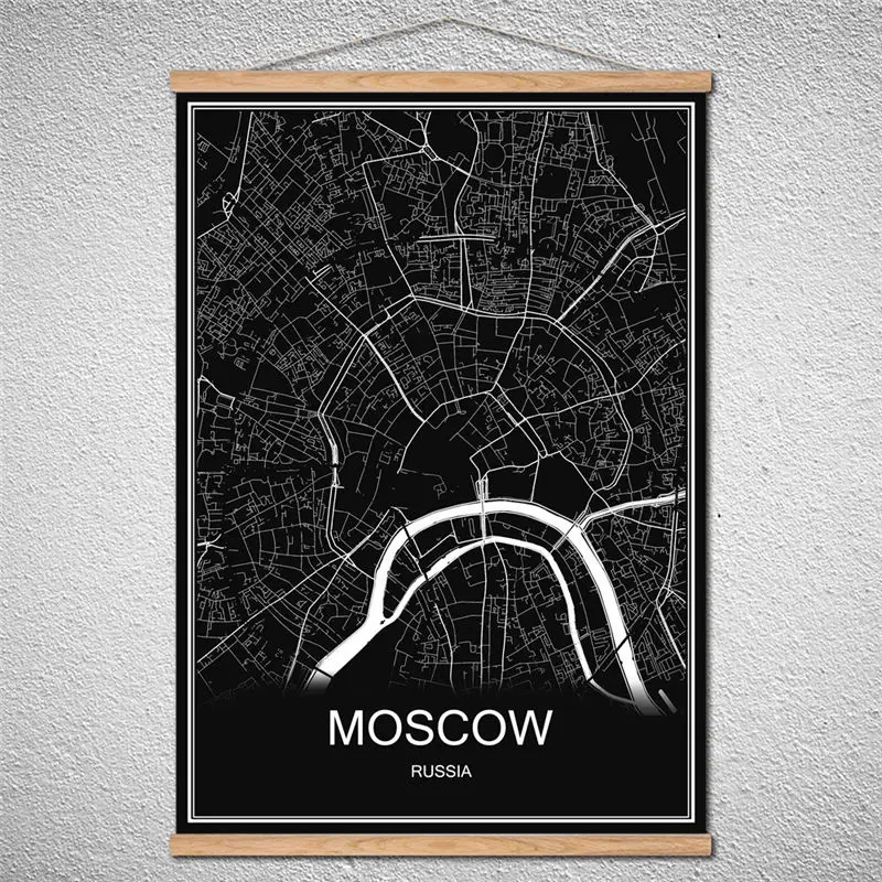 Москва Всемирный Карта города с Рамки масла береза прокрутки живопись