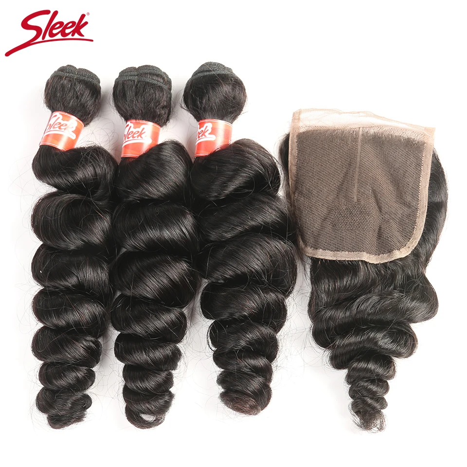 Гладкие малайзийские свободные волнистые в наборе с закрытием